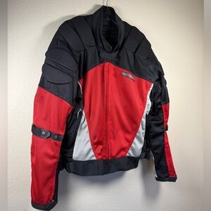 MotoBoss Armored Mesh Motorcycle Jacket Men’s Large Black Red Protective Gear